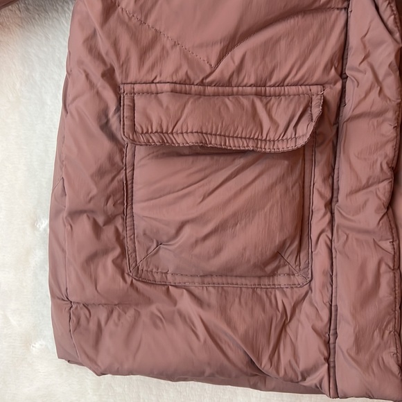 Zara girls dusty rose winter coat w faux fur hood - Picture 4 of 8